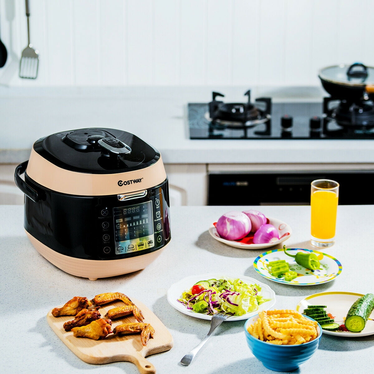 Costway 5.3 Qt 12 in 1 Multi use Programmable Electric Pressure Cooker Non stick Pot Walmart