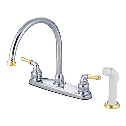 Kingston Brass KB794 Kingston Brass KB794 8-Inch Centerset Kitchen Faucet, Polished Chrome/Polished Brass