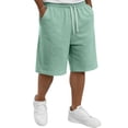 thumbnail image 2 of Men's Cotton Blend Sweat Shorts 2026 Summer Drawstring Elastic Waist Knee Length Casual Athletic Shorts with Pockets Lounge Workout Bermudas Light Green 3XL, 2 of 7