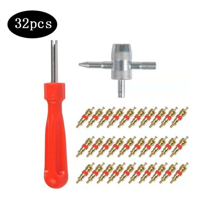 Kit de herramientas de reparación de válvula de neumático de coche, herramienta de extracción de vástago de válvula de neumático de cabezal simple y doble