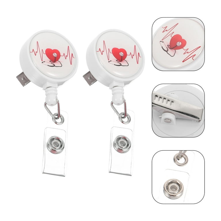2Pcs Retractable Badge Clip Holders ID Badge Holder Clips Reusable Badge  Buckles for Nurses 