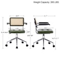 thumbnail image 5 of Zesthouse Mid Century Faux Leather Home Office Chair with Rattan Back, 360° Swivel Upholstered Desk Chair with Arms, Tufted Computer Task Chair for Living Room & Office Room, Green, 5 of 13