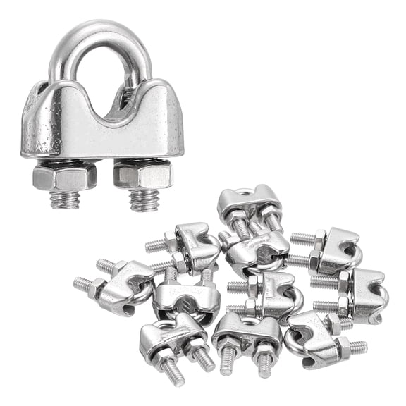 Uxcell 12Pcs M4 Wire Rope Clamps 5/32" 304 Stainless Steel Cable Clip Clamp