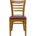 thumbnail image 3 of HERCULES Series Ladder Back Cherry Wood Restaurant Chair - Burgundy Vinyl Seat, 3 of 9