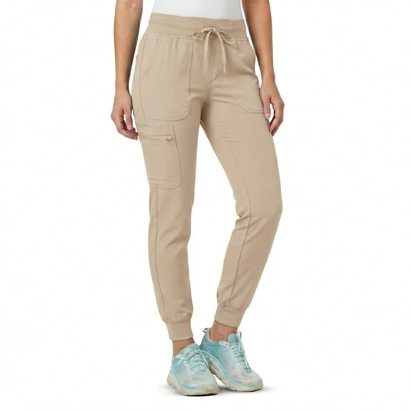 MediChic Medical Nursing Ribbed Scrub Joggers for Women - Stretch Jogger Scrub Knit Waist Bottoms with 6 Pockets, Easy Care