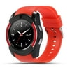 Smart Watch V8 Bluetooth iOS Android Red Silicone Band US SIM GSM Card Fitness Pedometer