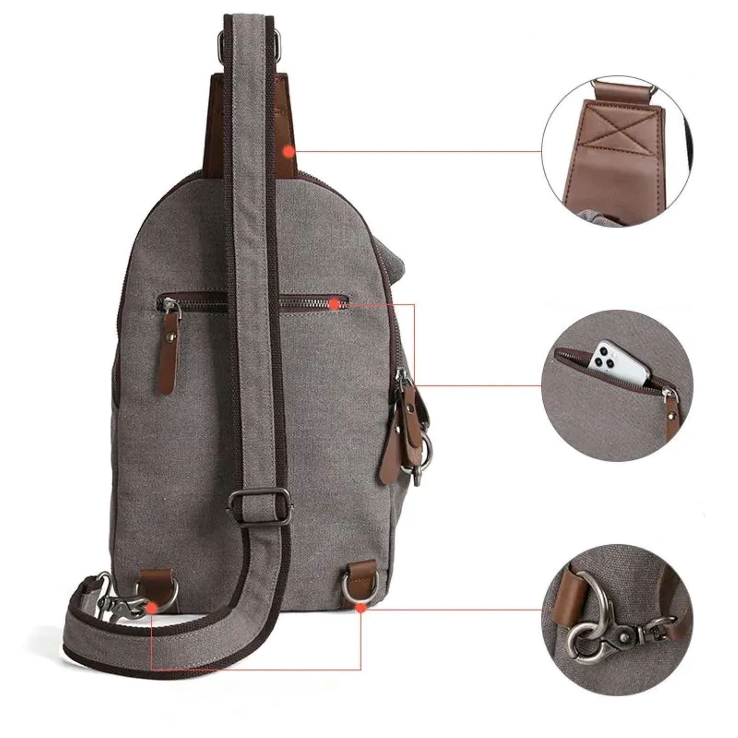 Sling Bag for Men & Women Canvas Crossbody Bag Outdoor Travel Hiking Backpack