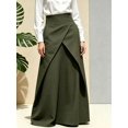 thumbnail image 4 of Women's Army Green High Waist Asymmetric Bodycon Maxi Skirt A Line Long Skirt, 4 of 7