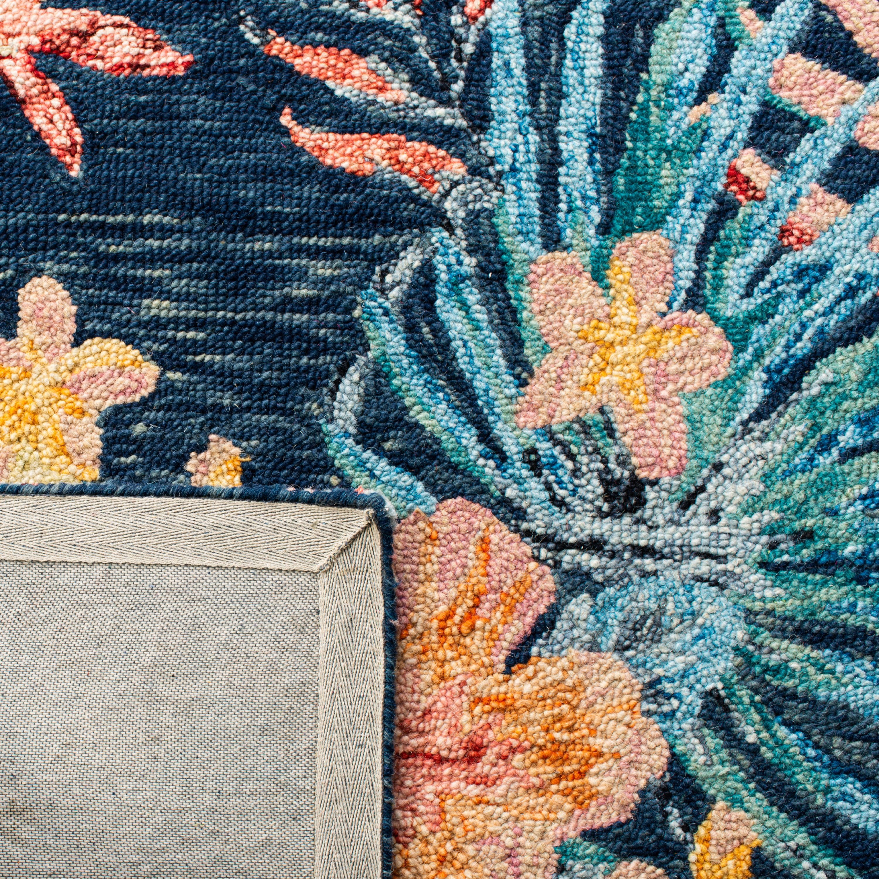 SAFAVIEH Aspen Willoughby Colorful Floral Wool Area Rug, Blue/Pink, 4' x 6'