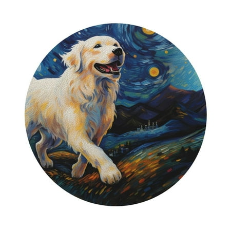 

Cauagu Vintage Starry Sky Labrador A for Round Coaster Drink Coasters Set of 4 Leather Bar Beer Beverage Cup Mat for Drinks for Tabletop Protection & Coffee Table Decor