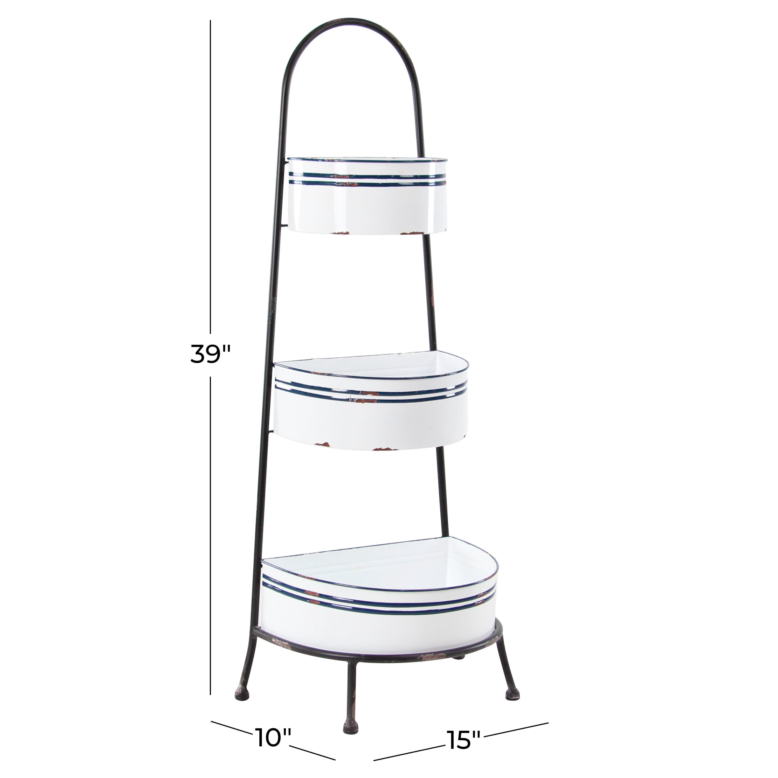 DecMode 14"W, 38"H Metal Farmhouse Shelving Unit, White, 1 - Piece