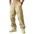 thumbnail image 6 of Lumtrix Men's Relaxed Fit Cargo Pants Baggy Straight Leg Casual Work Sweatpants with Pockets for Hiking Fishing Khaki 2XL, 6 of 9
