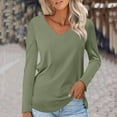 thumbnail image 3 of Oalirro Women's V Neck Long Sleeve T Shirts Casual Solid Color Tunic Tops Basic Tees, 3 of 6