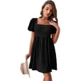 thumbnail image 5 of YI YI Dresses for Women, Women's Square Neck Puff Sleeve Dress Elegant Midi Dress, 5 of 7