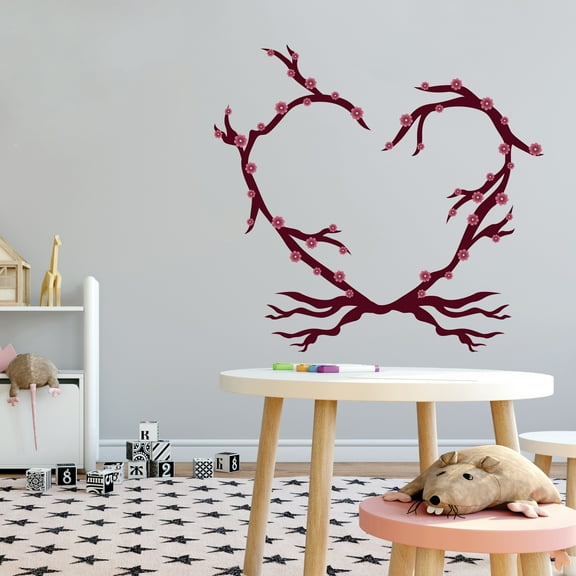Peel and Stick Cherry Blossom Branch wall Stickers- Giant Vinyl Wall Decals-Self Adhesive Vinyl Made Stickers For Nursery,Living Room,Baby room,Bed room etc-Size: 20" x 18".