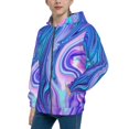thumbnail image 2 of Pofeuu Swirl Blue And Purple Print Teenage Zipper Hoodie Sweatshirts Hooded Casual Jackets With Pocket For Boys Girls-Medium, 2 of 6