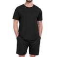 thumbnail image 5 of GIRUNS Men's Pajama Set Lightweight Sleepwear Short Sleeve and Shorts with Pockets Black XL, 5 of 6