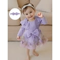 thumbnail image 5 of Newborn Baby Girl Lace Romper Dress Embroidery Butterfly Long Sleeve Ruffle Mesh Tutu Dress 3 6 12 18 Months Cute Jumpsuits with Headband, 5 of 9
