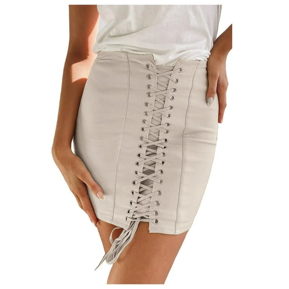 IROINNID Elastic Waist Short Skirts For Women Fashion High Waist Body-cons Skirts Party Wet Look Pencil Solid Color Skirt