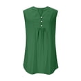 thumbnail image 5 of Ahabrexf Sleeveless Casual Tops for Women, Solid Color Notch V-Neck Button Decor Ruched Loose Casual Summer Blouse, 1 Pc, 5 of 9