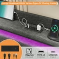 thumbnail image 4 of Merluxy Floating Queen Bed Frame with LED Lights, Upholstered Platform Bed with Charing Station & Storage Wingback Headboard, Easy Assembly, Dark Grey, 4 of 9