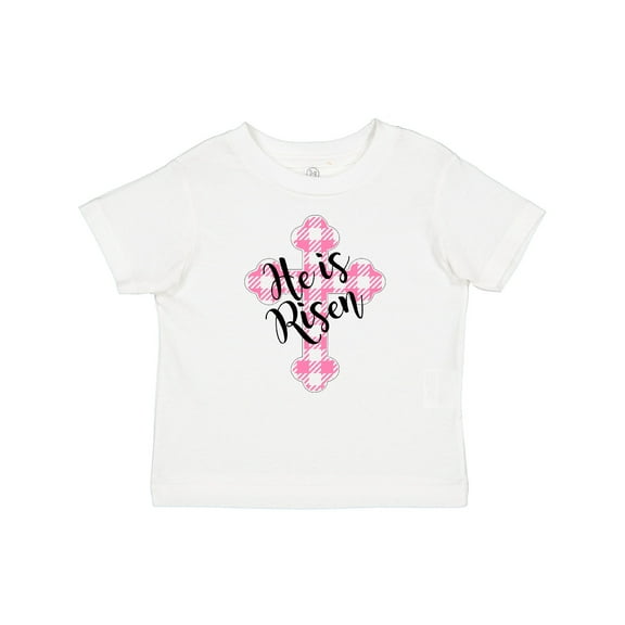 Inktastic He is Risen Pink Plaid Cross Boys or Girls Baby T-Shirt