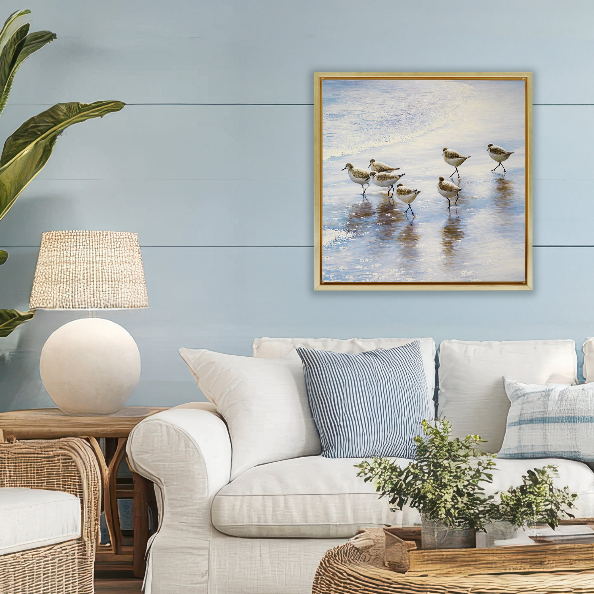 Stupell Industries Sand Dancers on Shore Gold Framed Floater Canvas Wall Art, design by Bruce Nawrocke