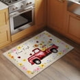 thumbnail image 3 of Rectangle Area Rug 2x3ft, Red Truck Garden Flower Ladybird Non-Shedding Washable Area Rug, Daisy Floral Retro Linen Non Slip Low-Profile Rugs for Living Room, Bedroom Dining Room, 3 of 9