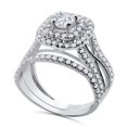 thumbnail image 4 of Diamond Ring And Wedding Band Set White Gold 14K 1.10ctw Halo Infinity Style, 4 of 4