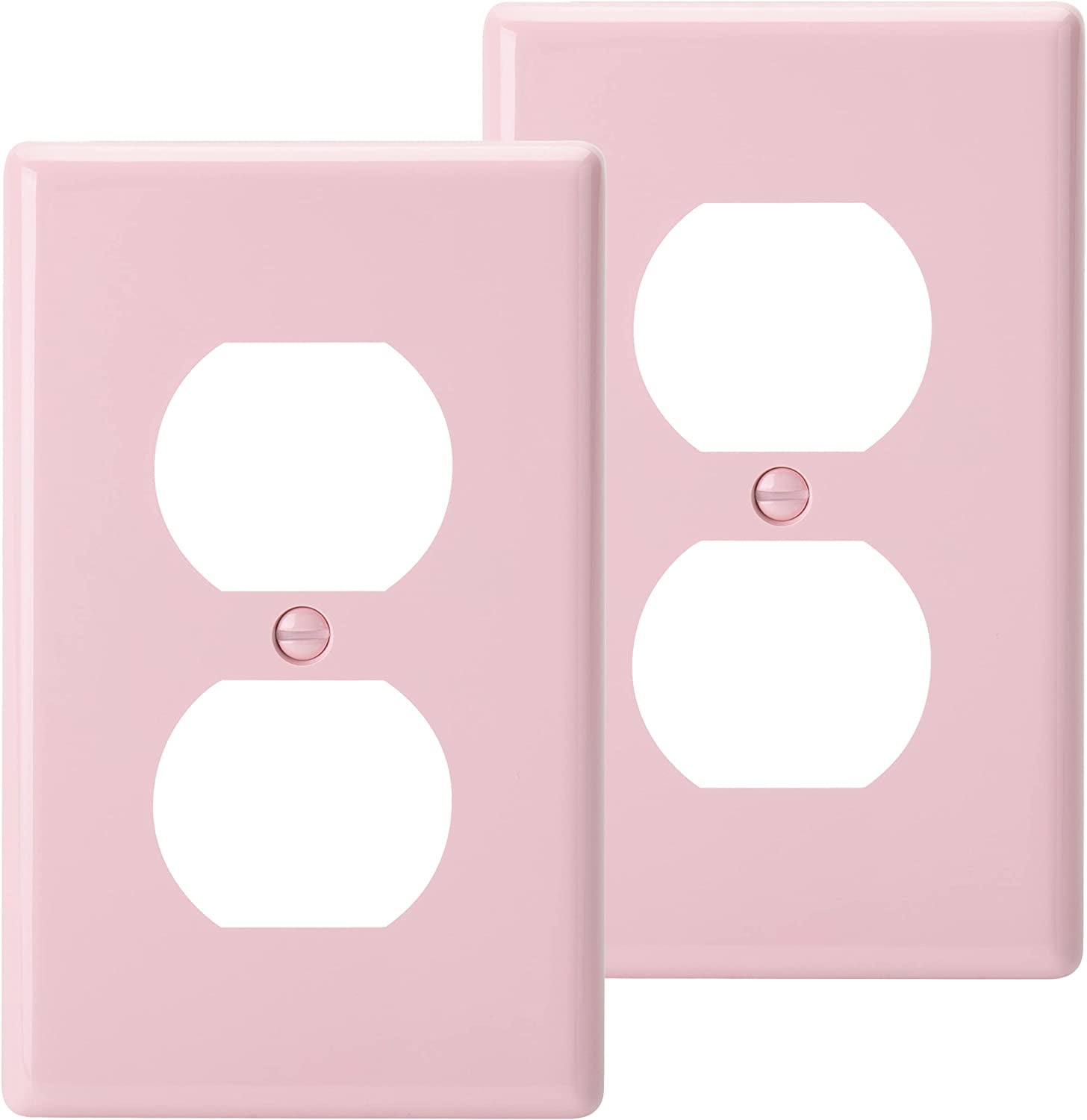 Bates- Duplex Receptacle Wall Plates, 2 Pack, Pink, Electrical Outlet Cover Plates, Electric Outlet Cover