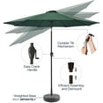 thumbnail image 5 of Caynel 9ft Outdoor Market Steel Patio Umbrella w/ Crank, Tilt Push Button, 8 Ribs, Blackish Green, 5 of 7