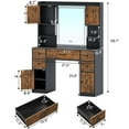 thumbnail image 2 of Vanity Desk with Mirror and Lights,Makeup Vanity with Lights & Charging Station,Vanity Table with Time Temperature Display Mirror,Storage Cabinets, Rustic Brown, 2 of 8