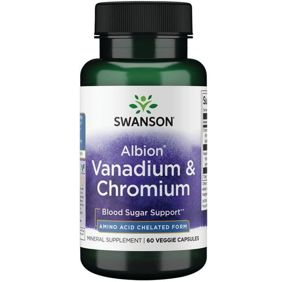 Swanson Albion Chelated Vanadium and Chromium 60 Veg Capsules