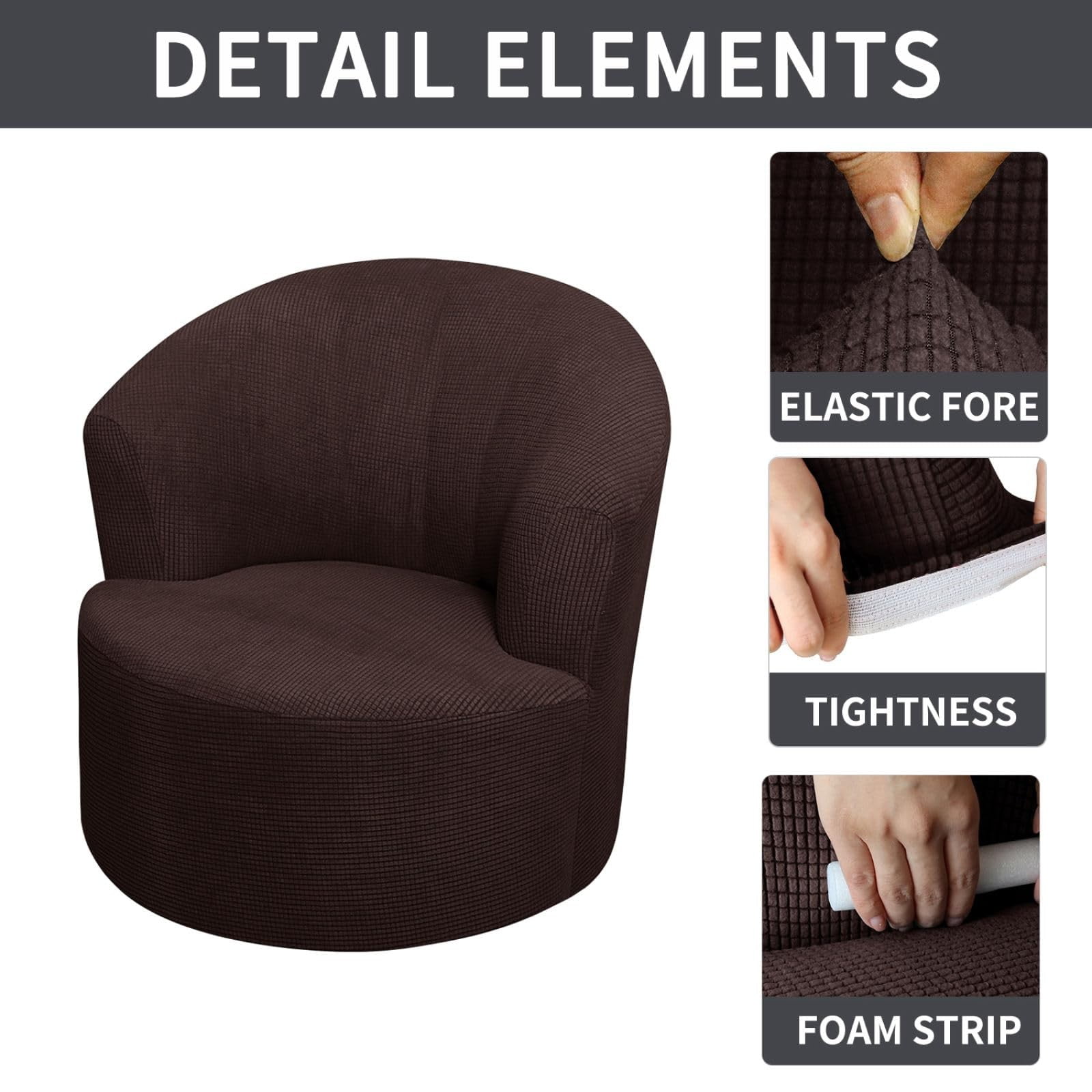 Round Club Swivel Barrel Chair Cover Modern Accent Round Club Armchair Slipcover Soft Stretch Chair Covers for Living Room,Barrel Chair Cover,Stretch Swivel Chair Slipcover Soft Barrel Sofa Cover