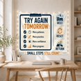 thumbnail image 5 of Clean Motivational Infographic with Again Tomorrow Again, Inspirational Illustration for Art Lovers, Wall Decor, Housewarming Gift, Tapestry Wall Hanging for Dorm and Living Room, 5 of 7