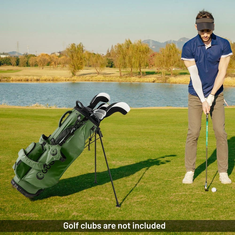 Resenkose Lightweight Golf Stand Bag, Portable Golf Bag with 8-Way Divider and 5 Practical Pockets for Easy Course Transport - Green