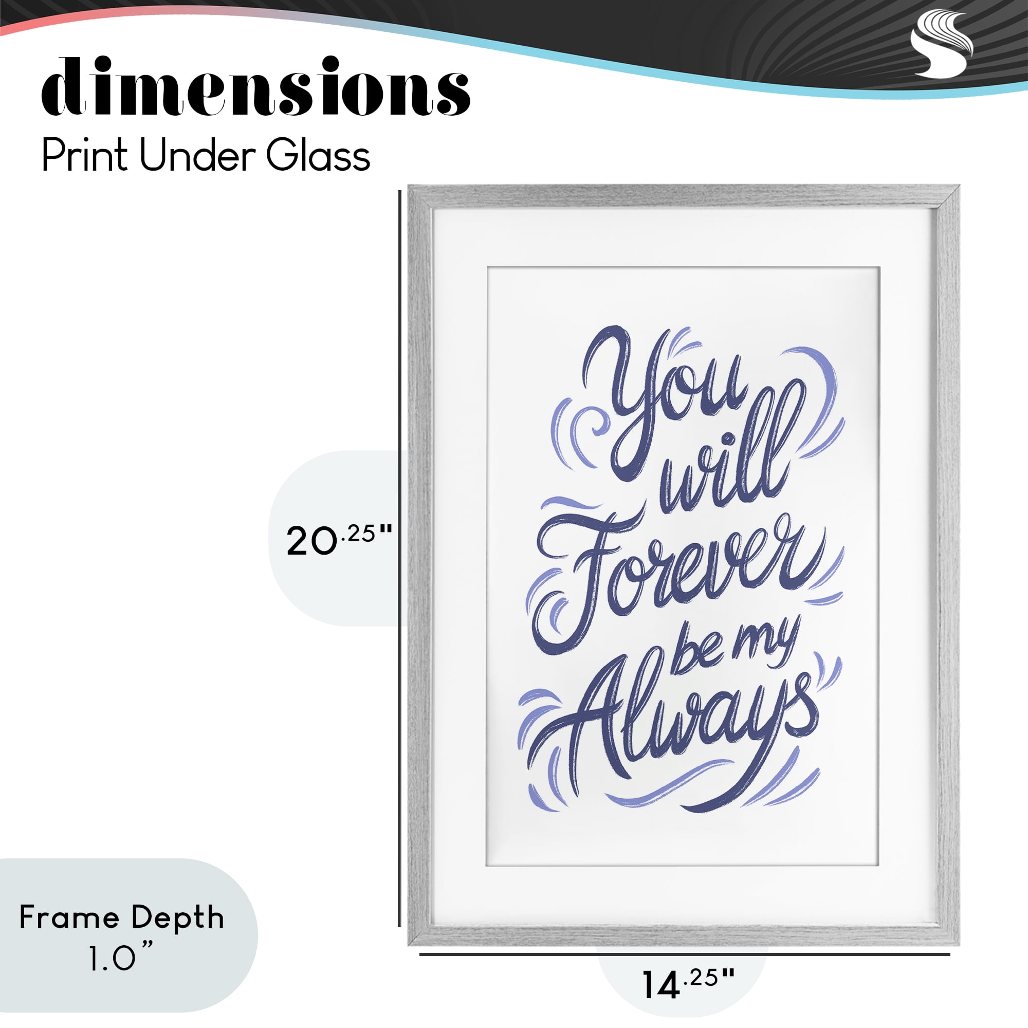Stupell Industries Forever Be My Always Gray Framed Print Under Glass, design by Martina Pavlova