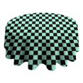 thumbnail image 4 of Black and Mint Green Checkerboard Pattern Round Tablecloth 60"x60",Wrinkle Wipeable Table Cloth for Kitchen Dining Room Picnic Patio Party, 4 of 6