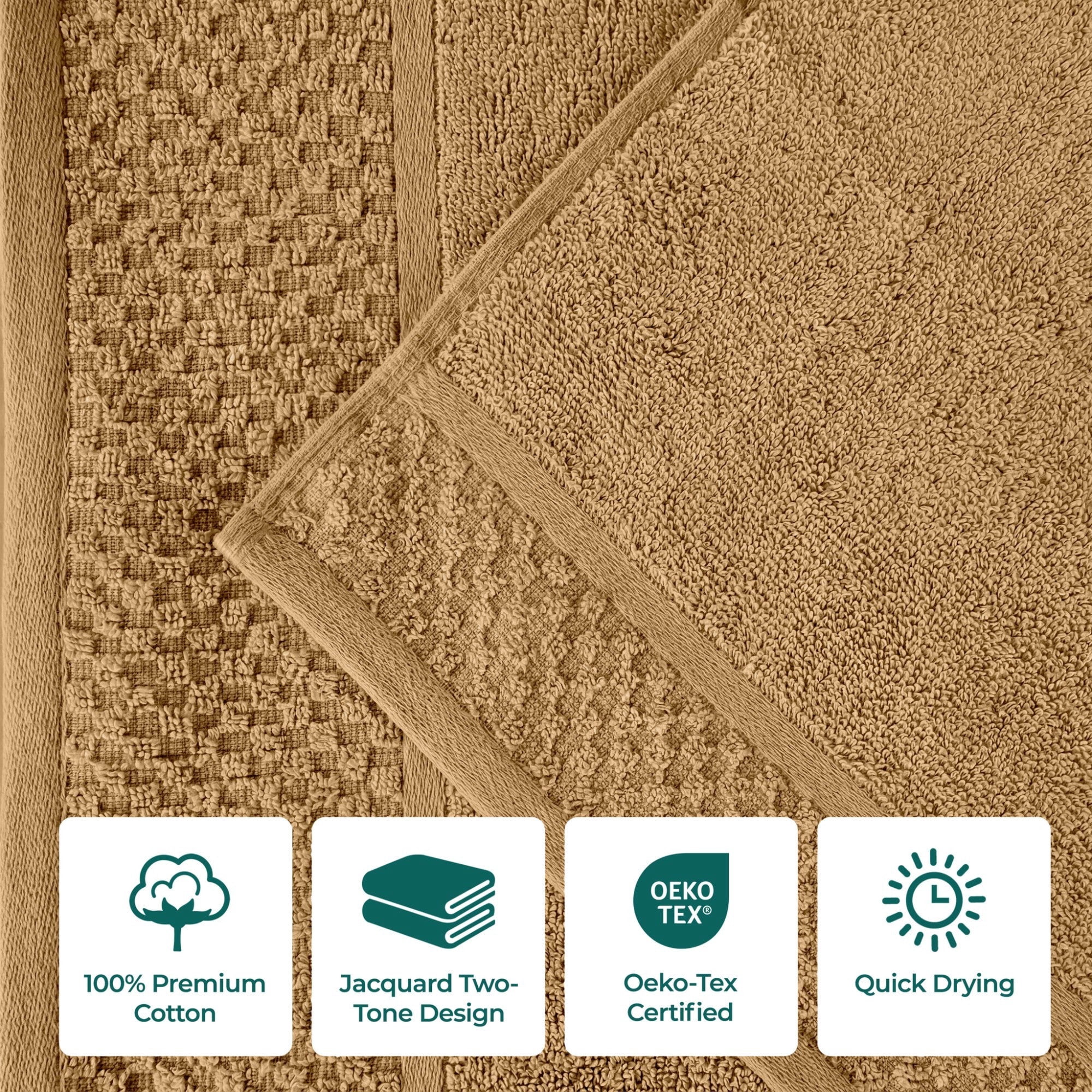 Superior Modern Cotton 2 Piece Oversized Bath Sheet Set Mixed Pattern, Bronze