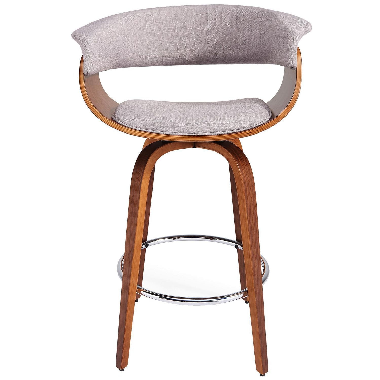 Mid-Century Fabric & Bentwood 26'' Counter Stool in Grey