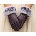 thumbnail image 2 of TERGAYEE Womens PU Leather Gloves,Winter Warm Gloves with Fleece Lining,manipulatescreen Warm Fur Cuff Party Gloves Warm Driving Gloves for Cold Weather, 2 of 2