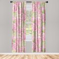 thumbnail image 3 of Ambesonne Spring Floral Curtains, Apple Blossoms Flower, Pair of 28"x63", Pink and Pastel Green, 3 of 5