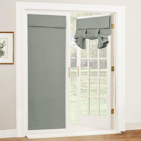 shiyou-Door Window Curtains for Patio Door, Room Darkening Draft Block Window Shades Privacy Thermal Insulated Blinds for French Door Window Skylight, W26 x L69 inch, Grayish Green, 1 Panel