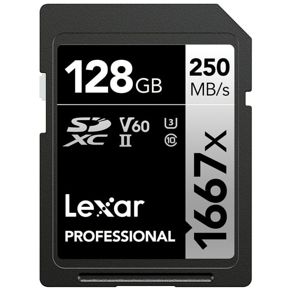 Lexar Professional - Flash memory card - 128 GB - Video Class V60 / UHS-II U3 / Class10 - 1667x - SDXC UHS-II