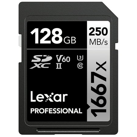 UPC: 0843367114856 | Lexar Professional SILVER Series 1667x SDXC UHS-II Card (128 GB)  LSD128CBNA1667