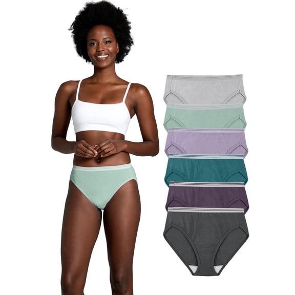 Fruit of the Loom Women's Cotton Hi-Cut Brief Underwear, 10-Pack