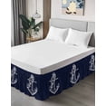 thumbnail image 4 of Nautical Anchor Bed Skirt Queen Size 16" Drop Knot Coastal Dark Blue Ruffled Wrap Around Bed Skirts Adjustable Elastic Bedskirt Dust Ruffle for Queen Size Bed, 4 of 7