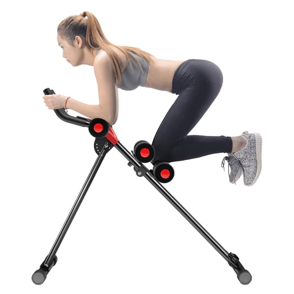 LA TALUS Abdominal Roller, Ab Workout Equipment, Adjustable Ab Machine Full Body Workout for Home Gym, Strength Training Exercise Equipment for Body Shaping, Foldable Waist Trainer Suitable Red Black