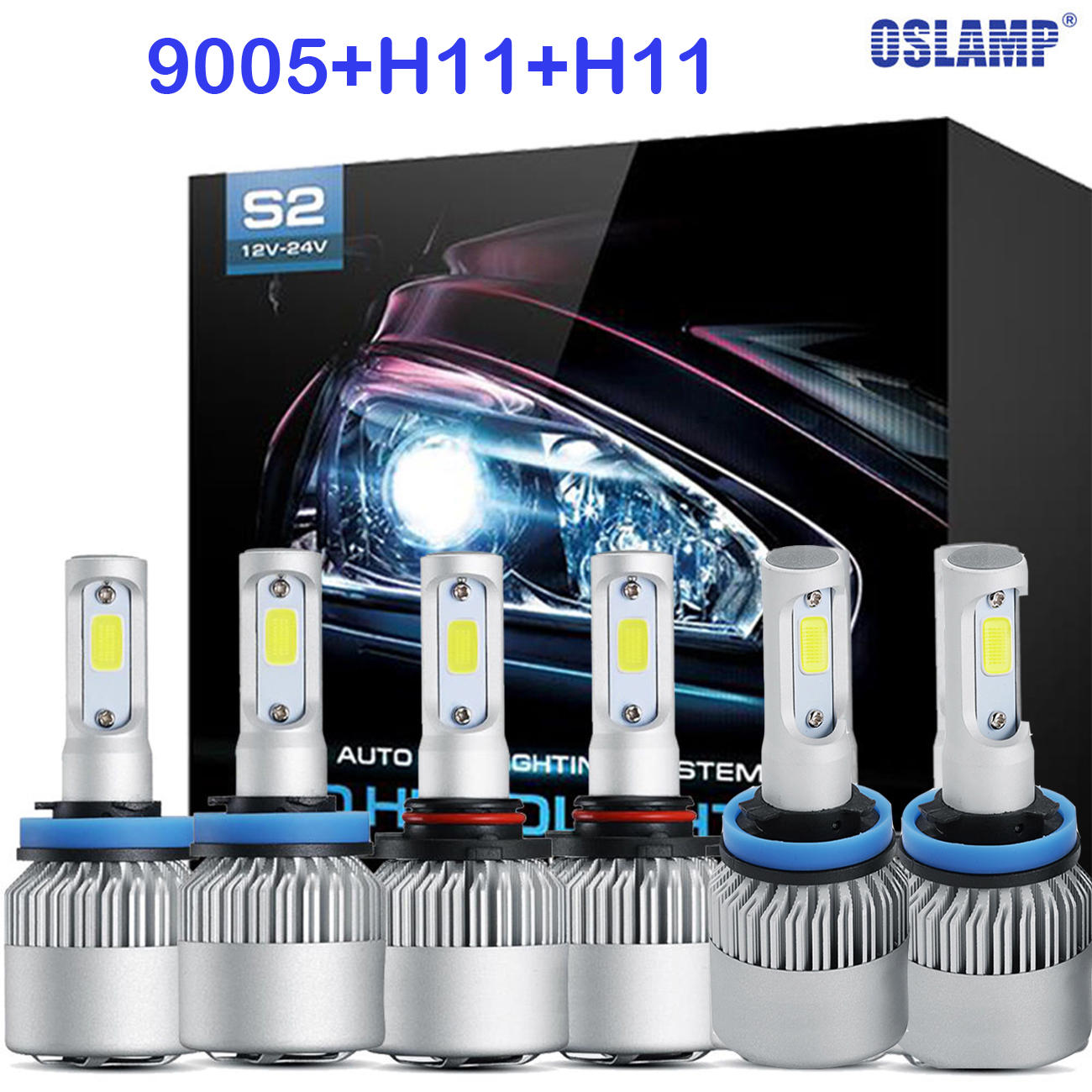 labwork 9005+H11 LED Headlights Kit High Low Beam Light Bulbs Super Bright New