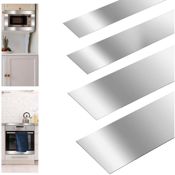 4 Pieces 304 Stainless Steel Sheet Gap Filler Gap Shim Stock Metal Trim Strip for Kitchen Wall Oven Microwave Combo Range Cooktop 30'' Long, 1, 2, 3, 5'' Wide, 0.04'' Thick$$Tools & Hardware Other